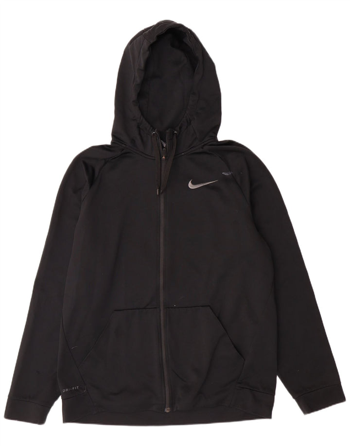NIKE Sudadera con capucha y cremallera Dri Fit para hombre Poliéster negro mediano