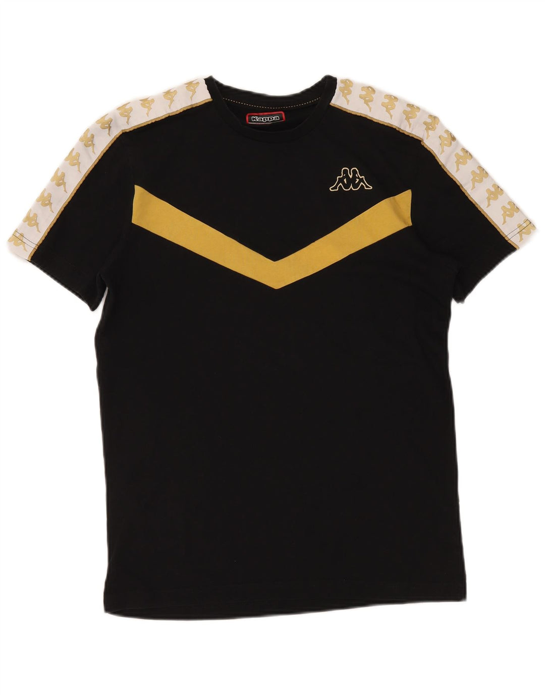 KAPPA Hombre Camiseta Gráfica Top Medium Negro Colorblock Algodón