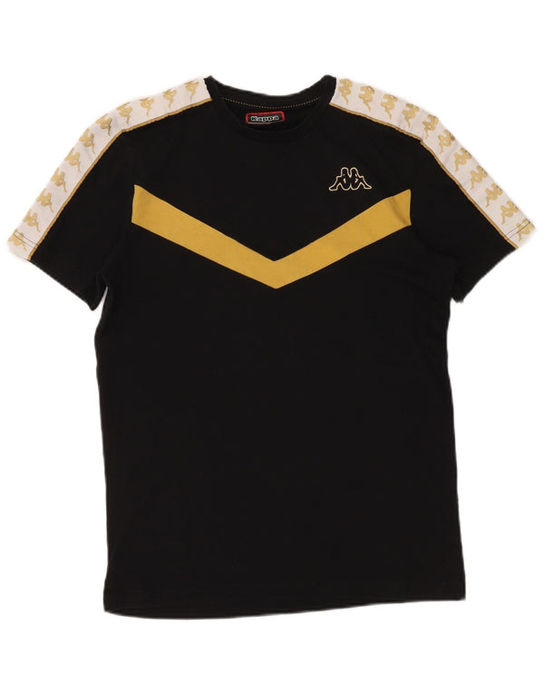 KAPPA Hombre Camiseta Gráfica Top Medium Negro Colorblock Algodón