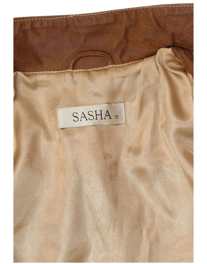 SASHA Womens Leather Jacket UK 12 Medium Brown Leather