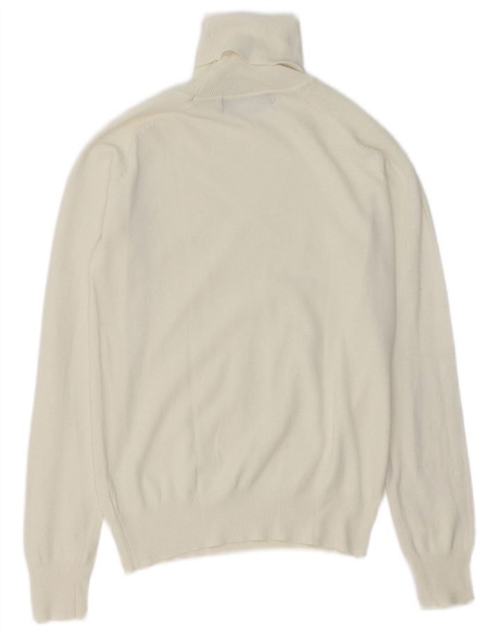 Zara - Jersey con cuello vuelto para mujer, talla 40, talla pequeña, algodón blanco