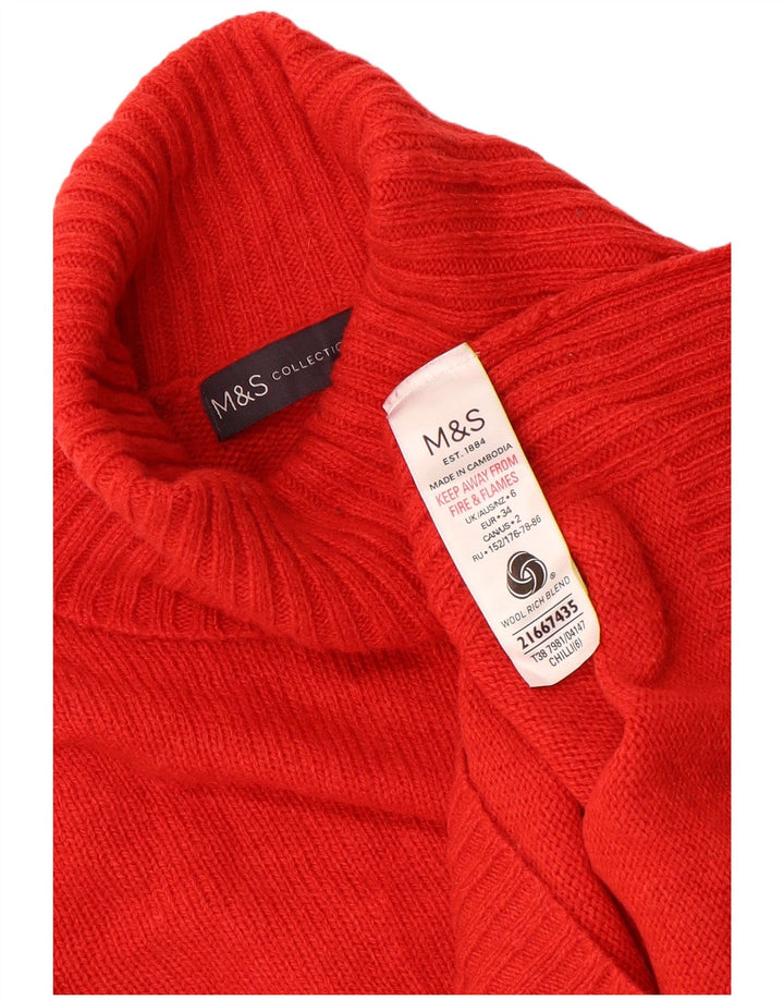 Marks & Spencer Jersey con cuello vuelto para mujer UK 6 XS Lana roja