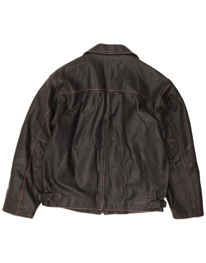 Marika Chaqueta motera de cuero para hombre IT 48 Cuero marrón medio