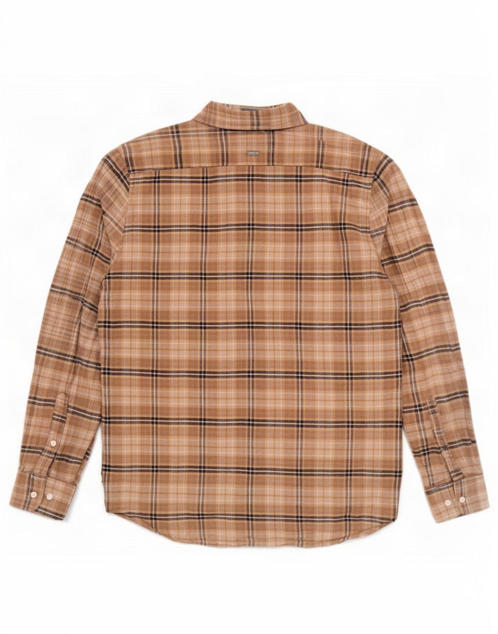 Tommy Hilfiger Camisa de franela de ajuste regular para hombre Algodón a cuadros marrón grande