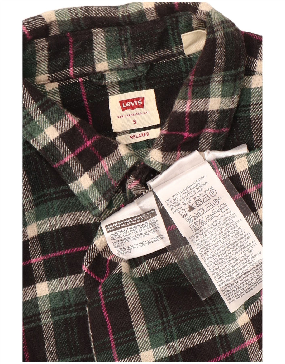 Camisa Levi's Relaxed De Franela De Algodón A Cuadros Verdes Pequeños