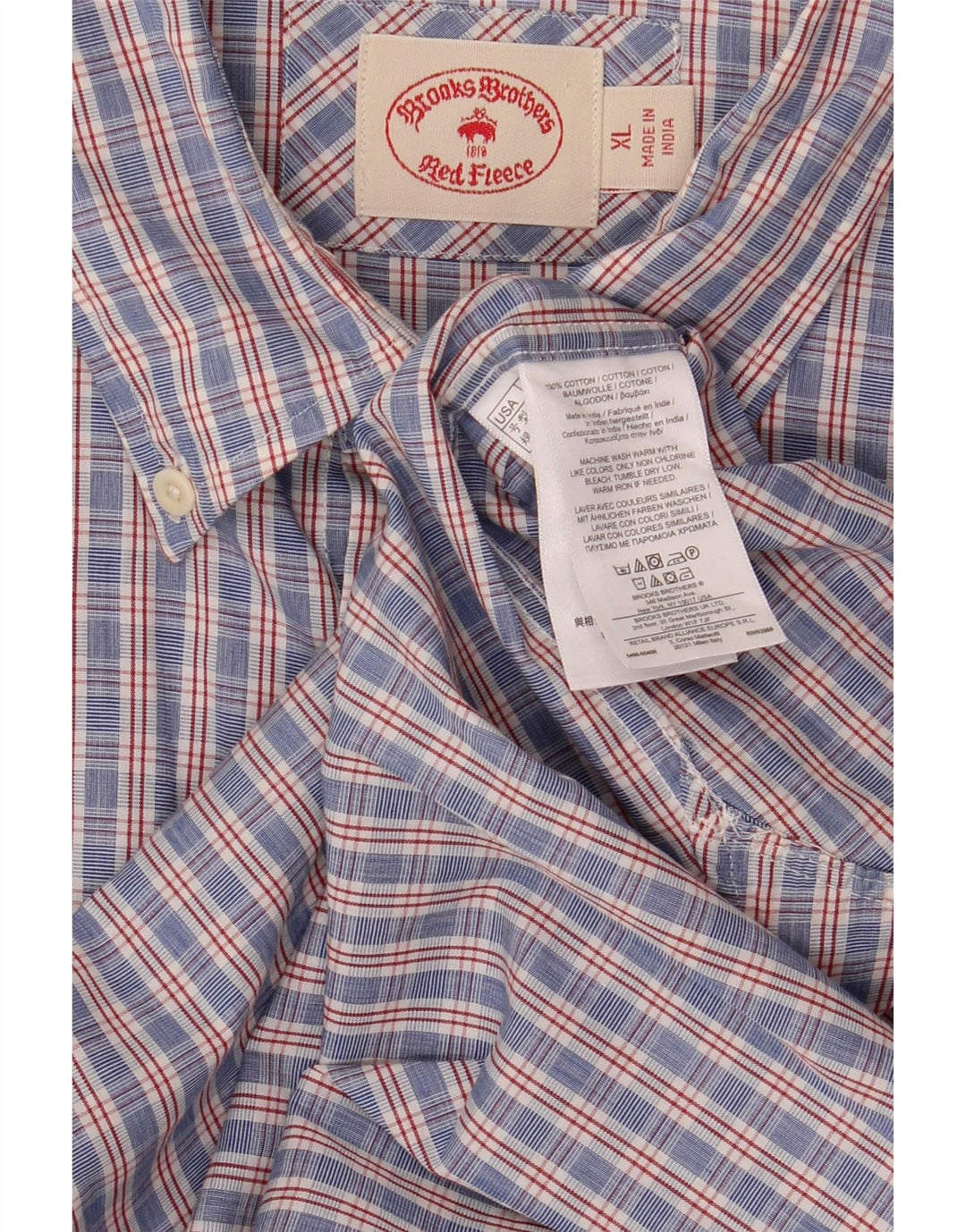 Brooks Brothers Camisa para hombre XL Azul Cuadros Algodón