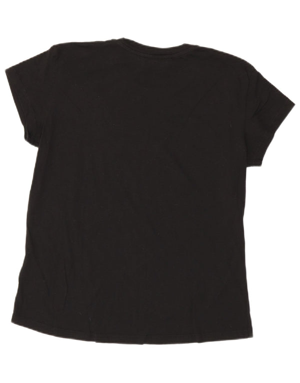 Diesel Mujer Camiseta Gráfica Top UK 44 Grande Algodón Negro