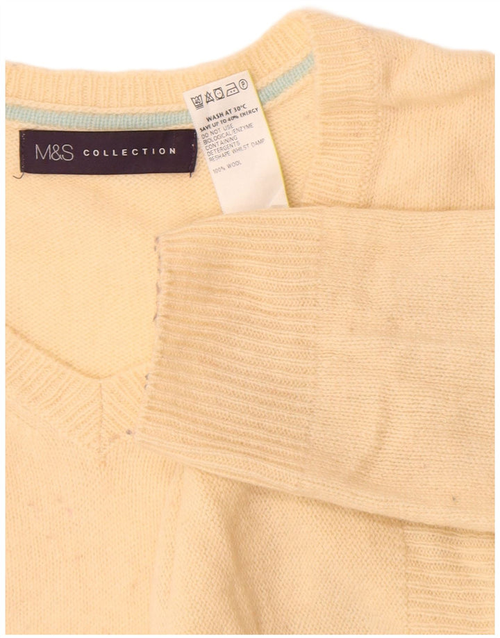 Marks & Spencer Jersey con Cuello en V para Mujer Lana Mediana Color Blanco Roto