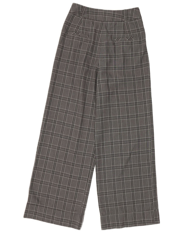 Topshop Pantalones anchos de cintura alta para mujer UK 8 Small W26 L28 Grey Check