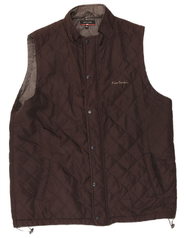 Pierre Cardin Chaleco acolchado para hombre UK 44 2XL Marrón Poliéster