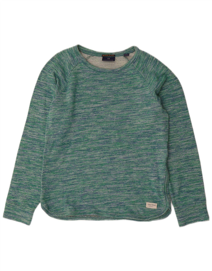 SCOTCH & SODA Suéter tipo jersey con cuello barco para mujer UK 46 Large Green Moteado