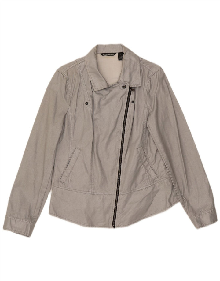 Dkny Chaqueta Bomber para Mujer UK 12 Algodón Gris Medio