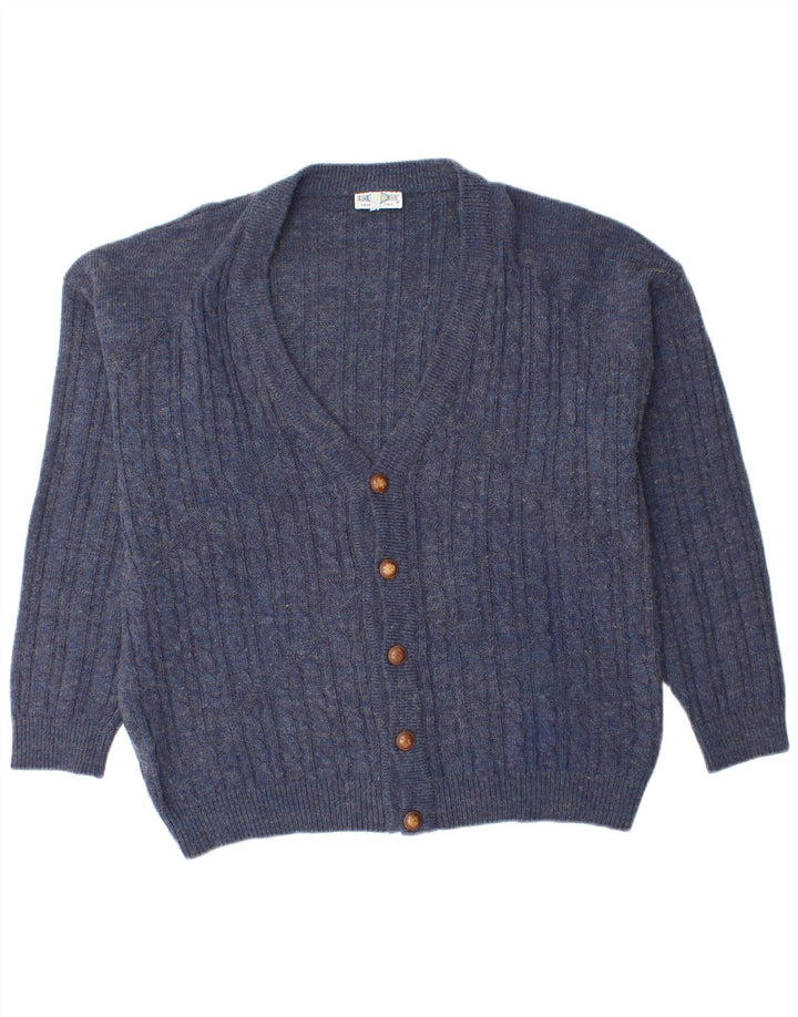 Imapier Cárdigan para hombre suéter grande azul marino moteado