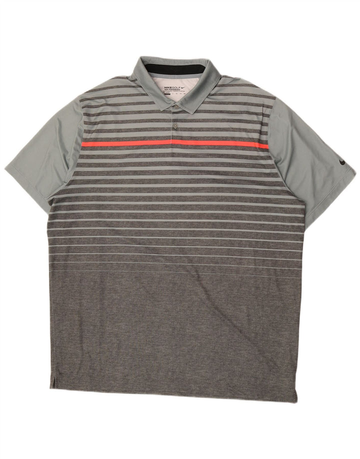 Nike Polo Dri Fit para hombre 2XL Poliéster a rayas grises