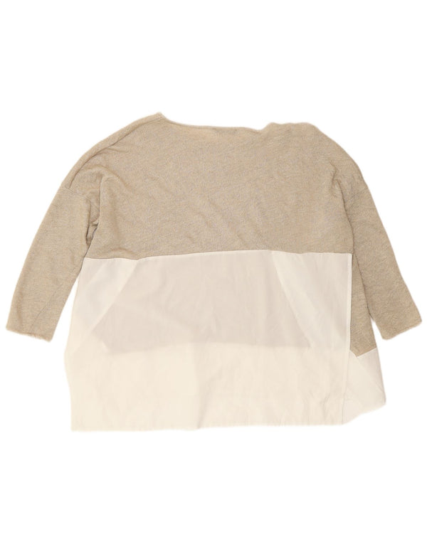 Zara Mujer Blusa Extragrande Top UK 10 Small Gold Colorblock