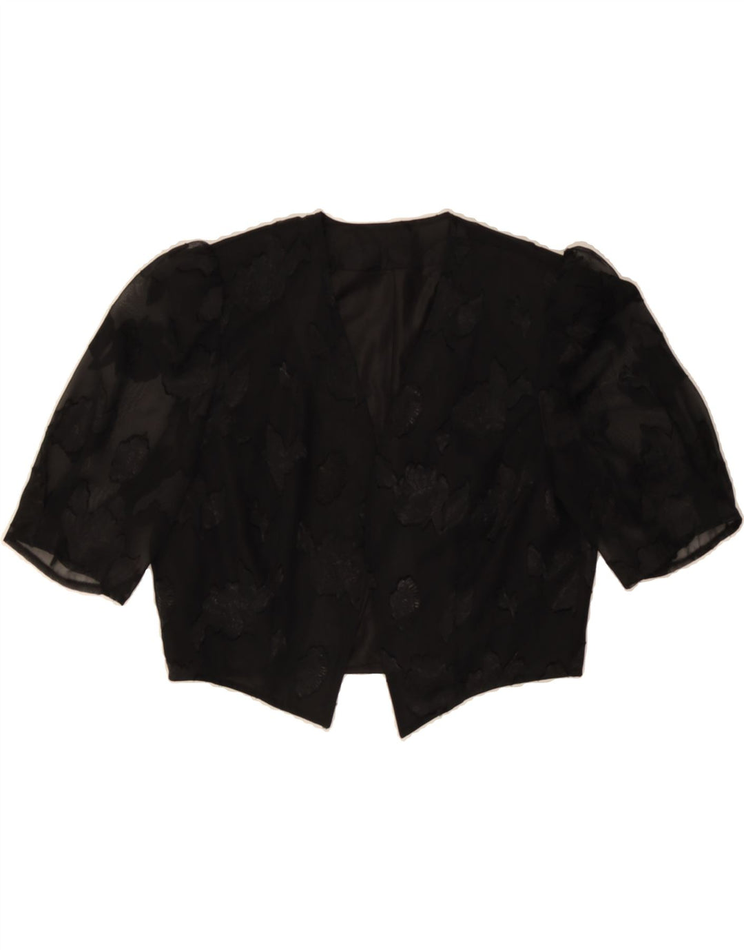 VINTAGE Womens Bolero Jacket UK 12 Medium Black Floral Vintage Vintage and Second-Hand Vintage from Messina Hembry 