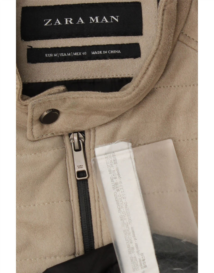Zara Hombre Cazadora Bomber ES 38 Medio Beige Poliéster