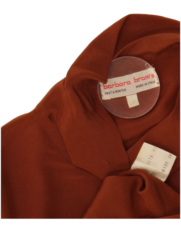 Blusa vintage de manga larga para mujer Top IT 46 Seda marrón grande