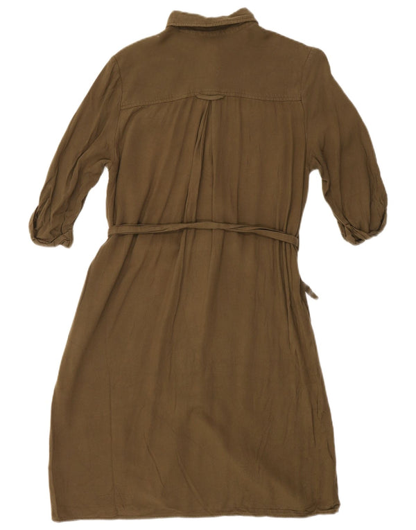 TOPSHOP Vestido camisero de manga 3/4 de gran tamaño para mujer UK 10 Small Viscosa caqui
