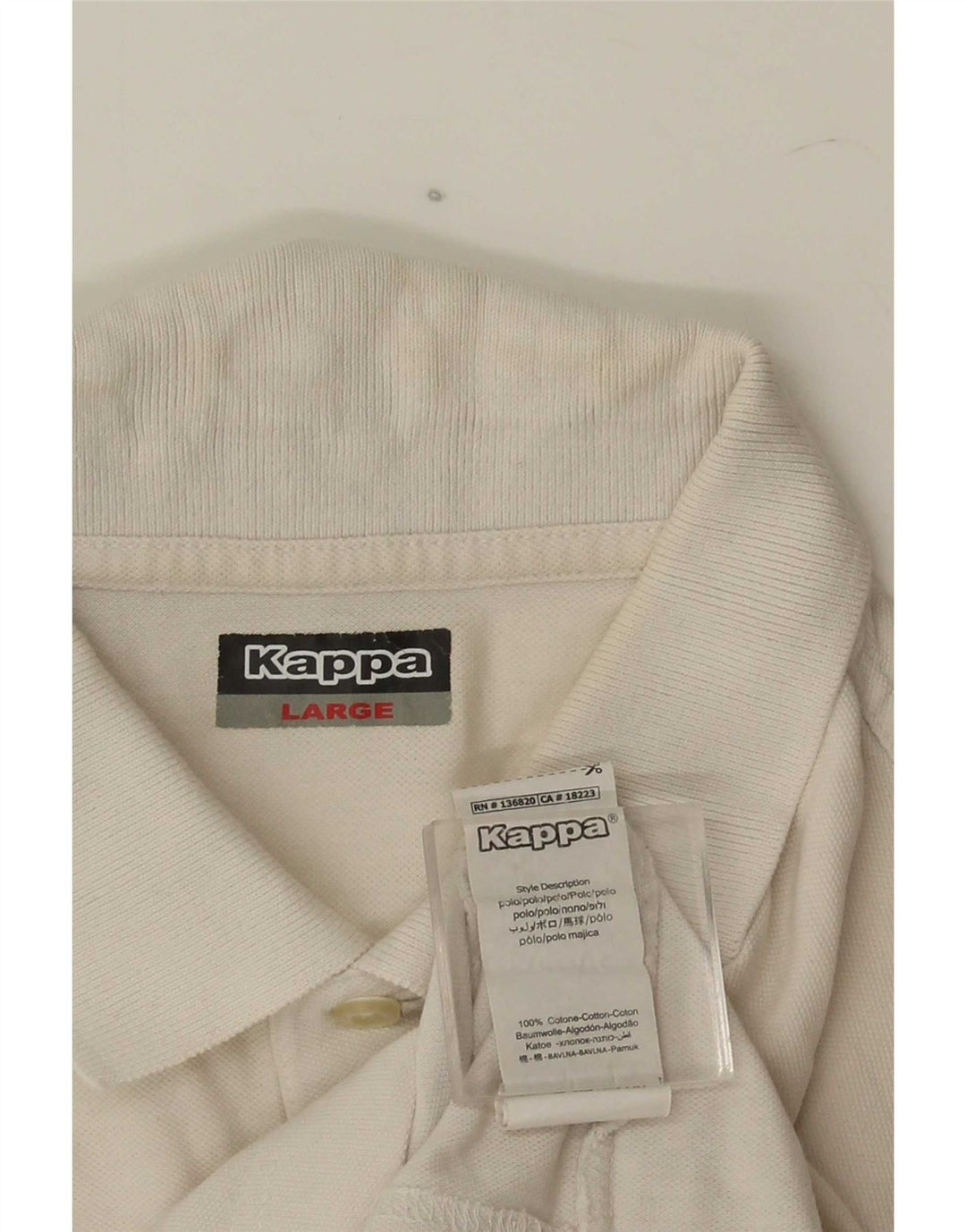 Kappa Polo Gráfico Para Hombre Algodón Blanco Grande