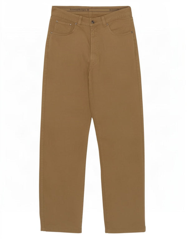 Ermenegildo Zegna Pantalones rectos informales para hombre W34 L30 Algodón beige