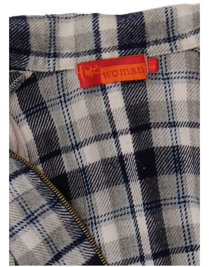 Fritzi Camisa de franela de ajuste relajado para mujer UK 44 Medium Navy Blue Check