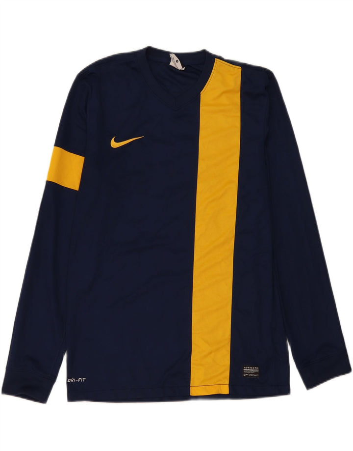 Camiseta NIKE Dri Fit Graphic de manga larga con bloques de color azul marino medio para hombre