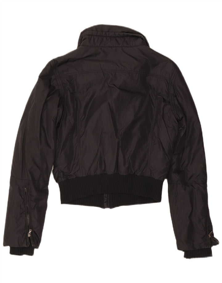 Calvin Klein Jeans Chaqueta Bomber Corta para Mujer UK 10 Small Poliéster Negro