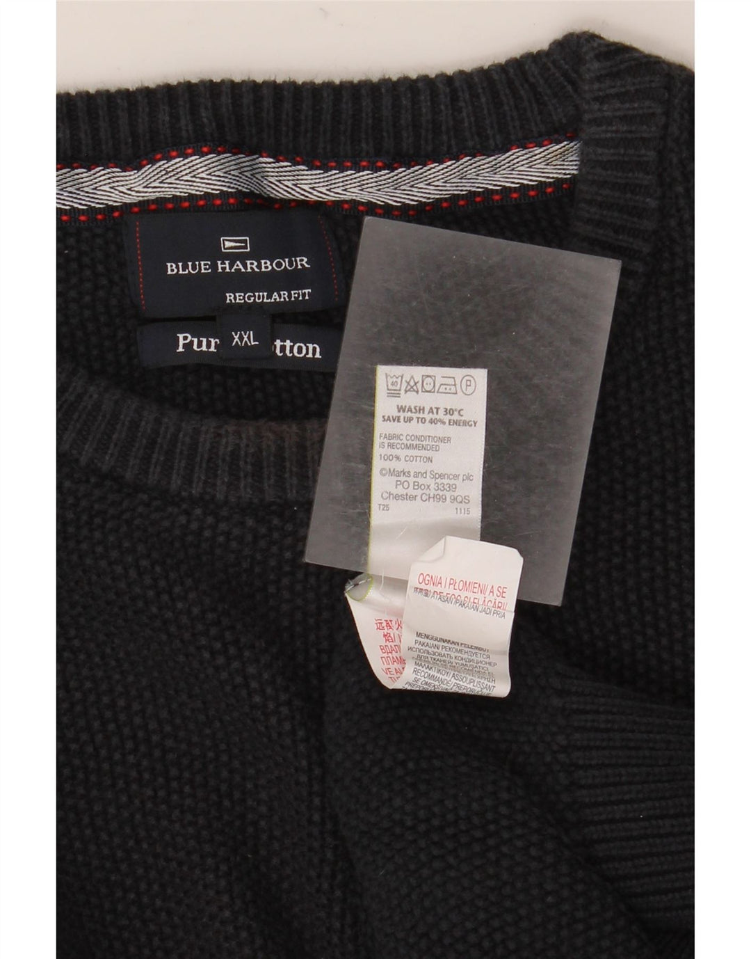 Marks & Spencer - Jersey de cuello redondo para hombre, color azul, 2XL, azul marino
