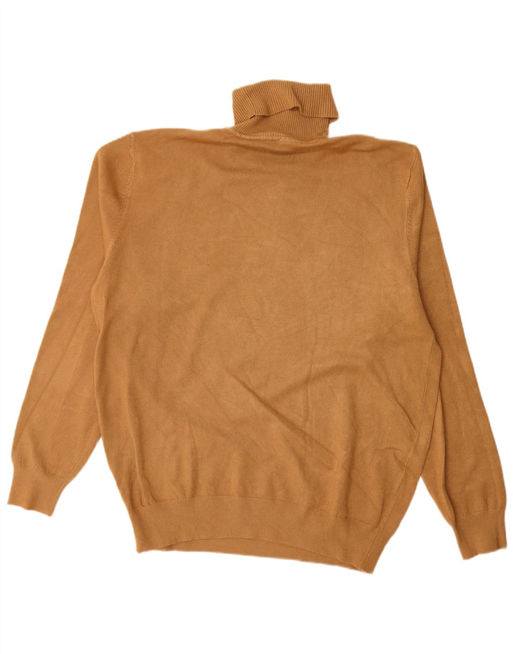 Vintage hombres rollo cuello jersey suéter XL Beige