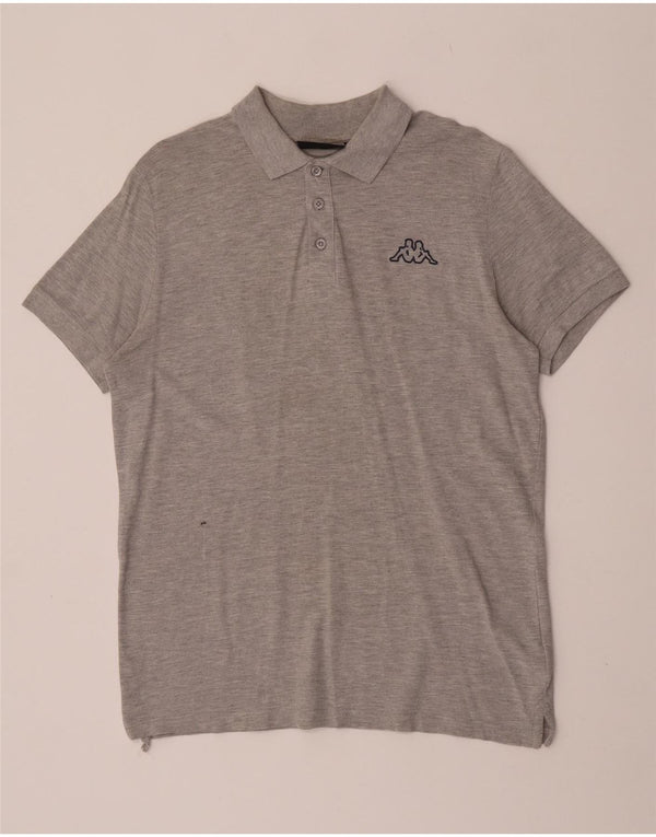 Polo Kappa Hombre De Algodón Moteado Gris Medio