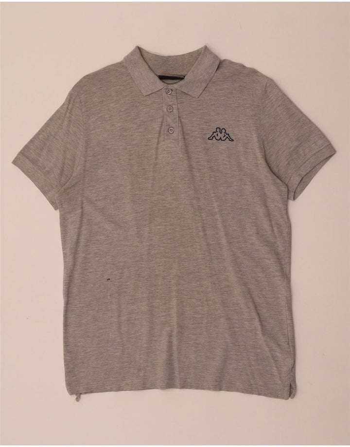 Polo Kappa Hombre De Algodón Moteado Gris Medio