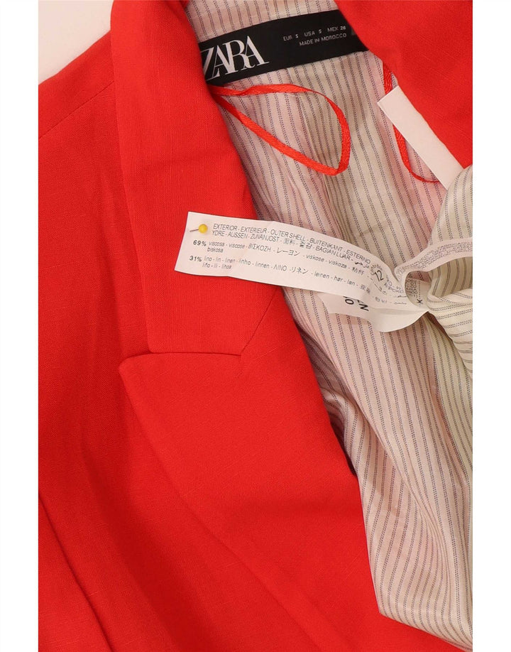 Zara Mujer Chaqueta Blazer Holgada UK 10 Small Viscosa Roja