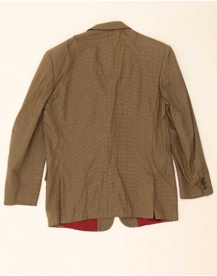 BROOKSFIELD Mens 2 Button Blazer Jacket UK 38 Medium Brown Houndstooth Vintage Brooksfield and Second-Hand Brooksfield from Messina Hembry 