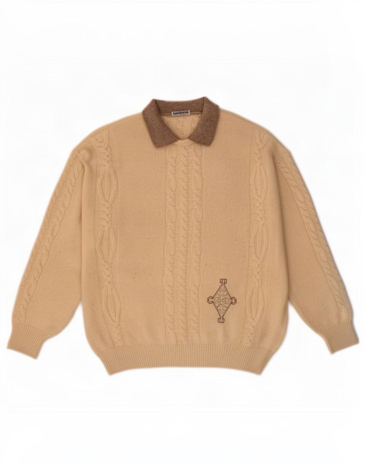 Cacharel Hombre Polo Cuello Jersey Jersey IT 52 Grande Lana Beige