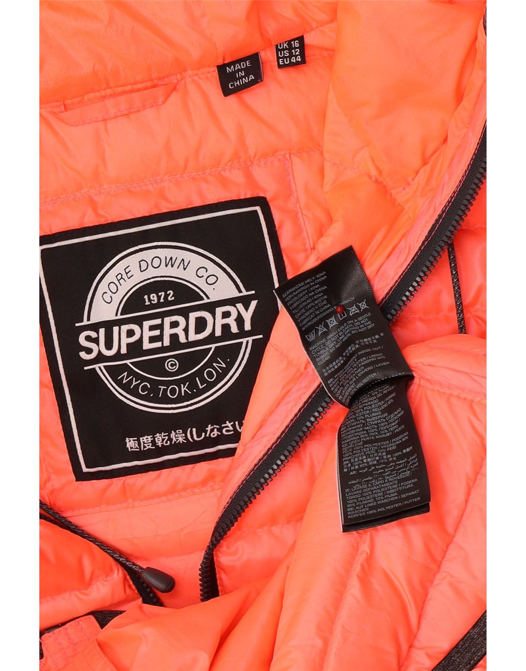 Superdry Chaqueta Acolchada Con Capucha Para Mujer UK 46 Poliéster Rosa Grande