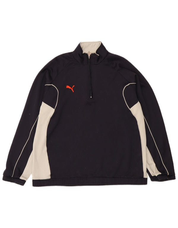 Puma Sudadera Con Cuello Y Cremallera Para Hombre Jersey Medium Azul Marino Colorblock Poliéster