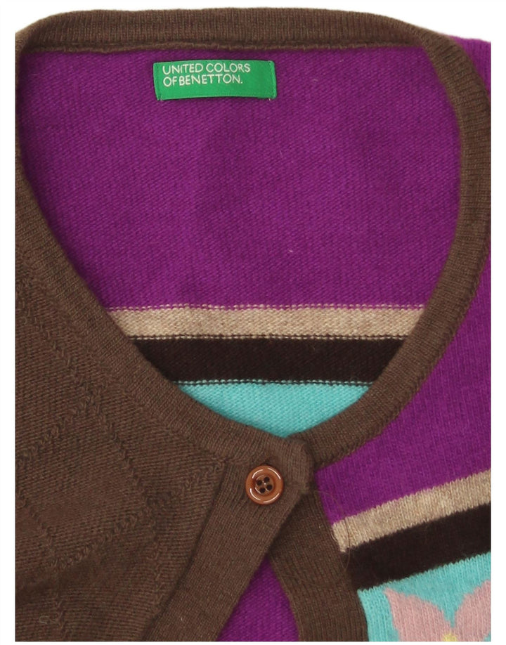 Benetton Cárdigan De Manga 3/4 Para Mujer UK 42 Mediano Multicolor