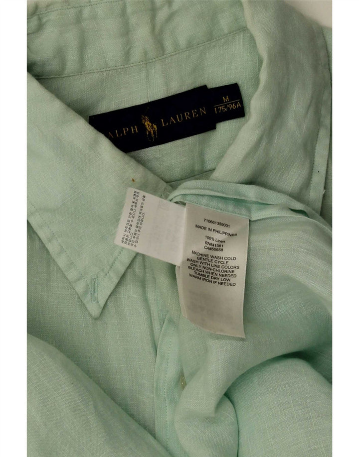 Camisa Ralph Lauren Hombre Manga Corta Lino Verde Medio