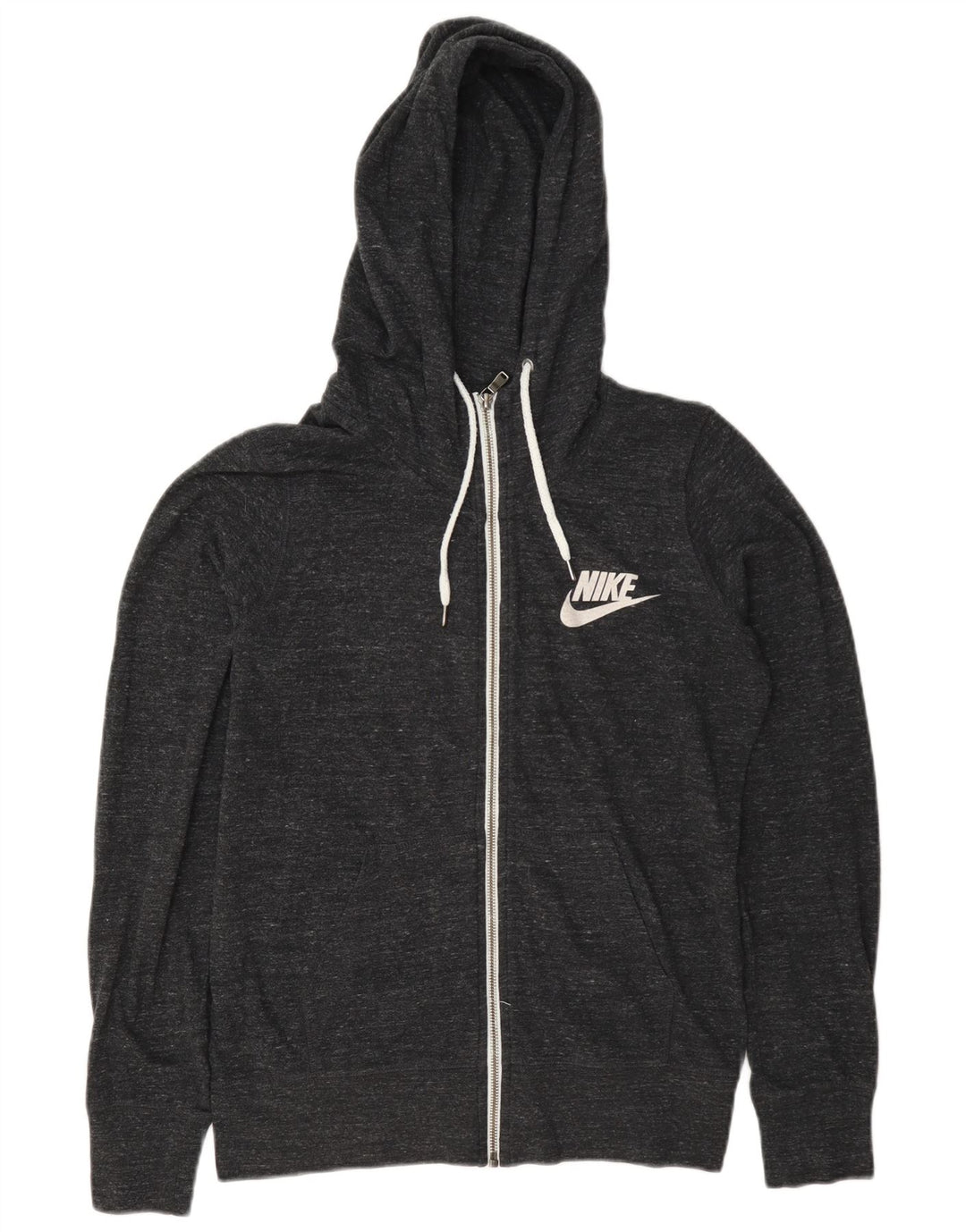 Nike - Sudadera con capucha y cremallera para mujer, talla 44, color gris medio moteado