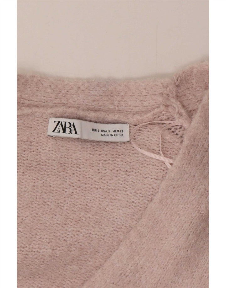 Zara Cárdigan extragrande largo para mujer, talla 40, poliéster rosa pequeño