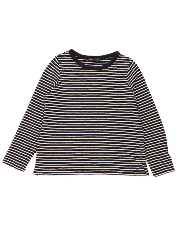 MARKS & SPENCER Camiseta de manga larga para mujer UK 40 Grande Azul marino a rayas