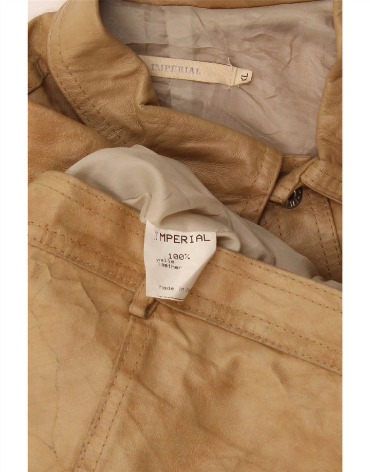Chaqueta de cuero imperial para mujer ES 40 XL Beige