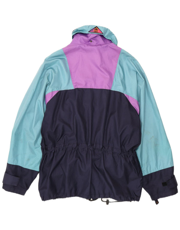 Aesse Chaqueta impermeable para hombre UK 40 Large Azul marino Colorblock Poliamida
