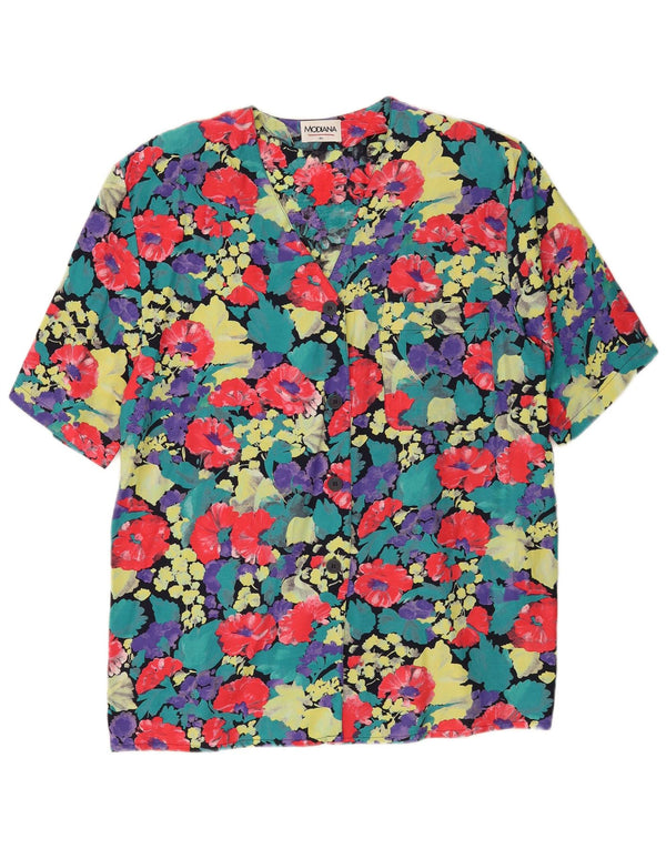 Modiana Blusa de manga corta para mujer UK 44 Grande Multicolor Floral