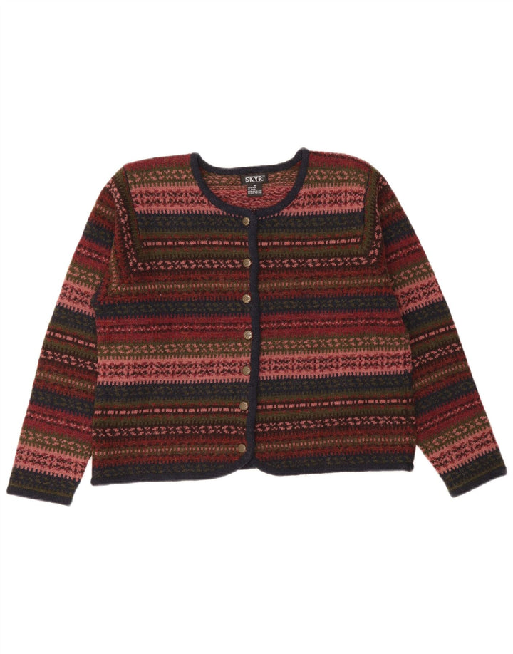 Vintage mujer Cardigan suéter Reino Unido 14 medio multicolor Fair Isle lana