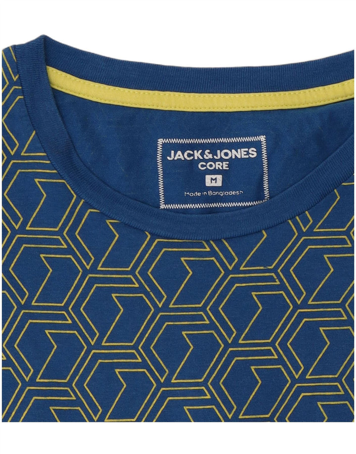 Jack & Jones Hombre Camiseta Gráfica Top Azul Medio Geométrico