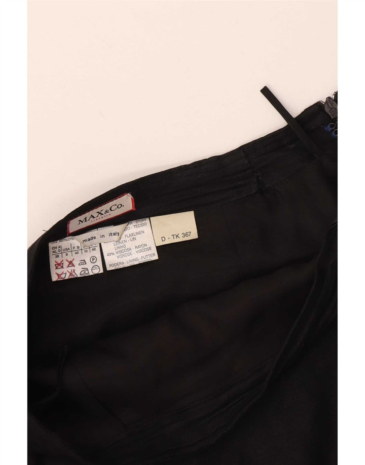 Max & Co. Minifalda para mujer UK 10 Small W28 Lino negro