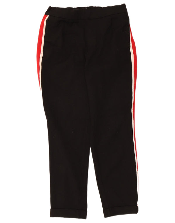 Zara Mujer Pantalón Chino Recto XS W24 L24 Poliéster Color Block Negro