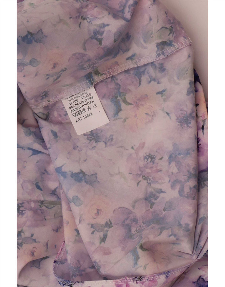 Vintage mujer camisa blusa Reino Unido 12 poliéster floral multicolor medio